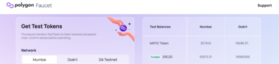 Get test MATIC from a faucet