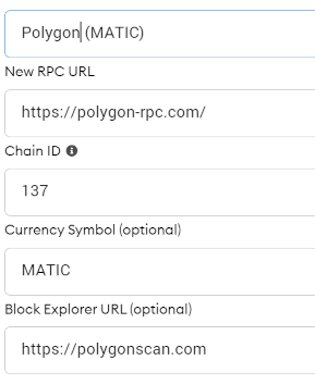Polygon Mainnet Matic RPC settings